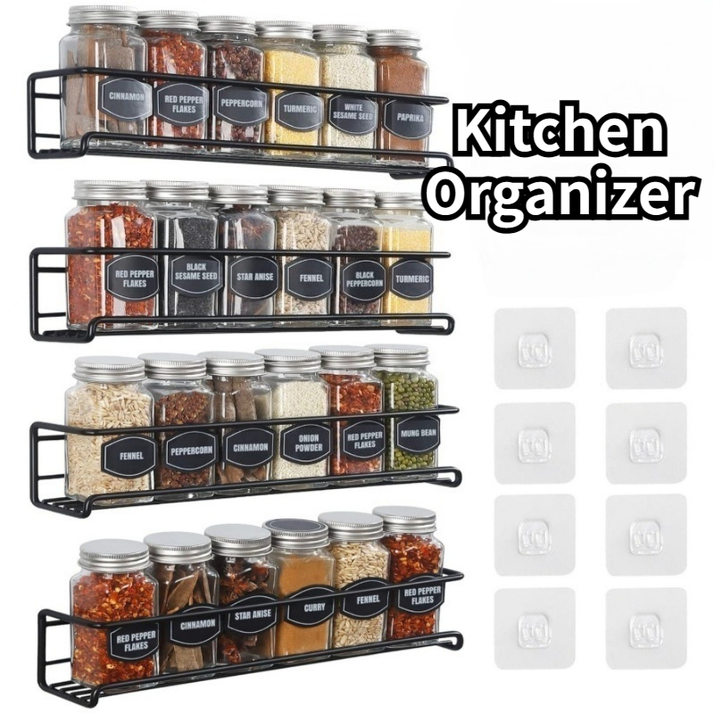 Spice Jar Labels - 2PCS Kitchen Spice Rack Metal Wall-mounted