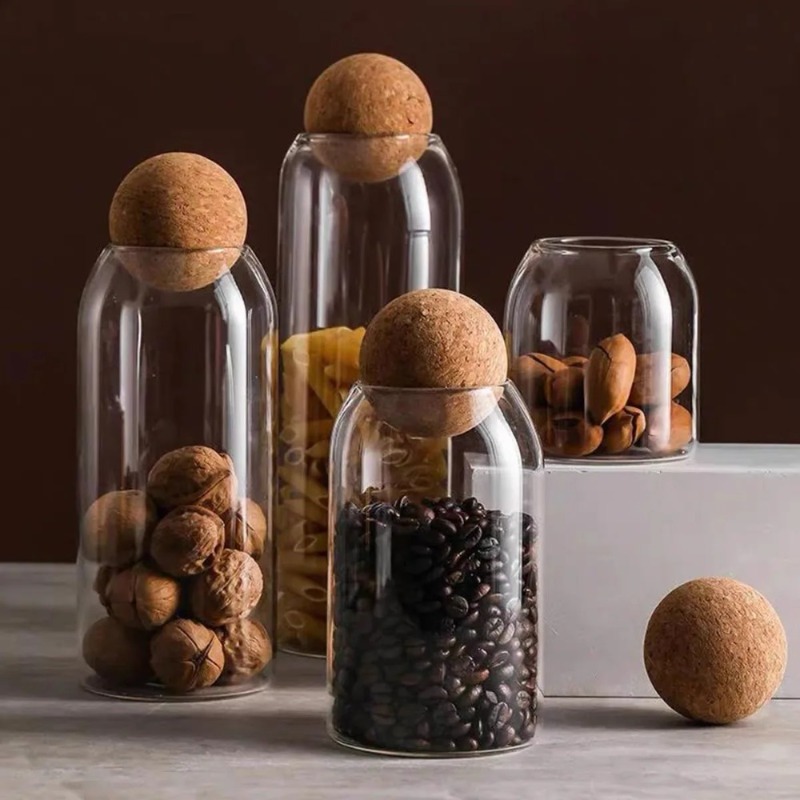 Spice Jar Labels - Glass Storage Jars with Ball Cork