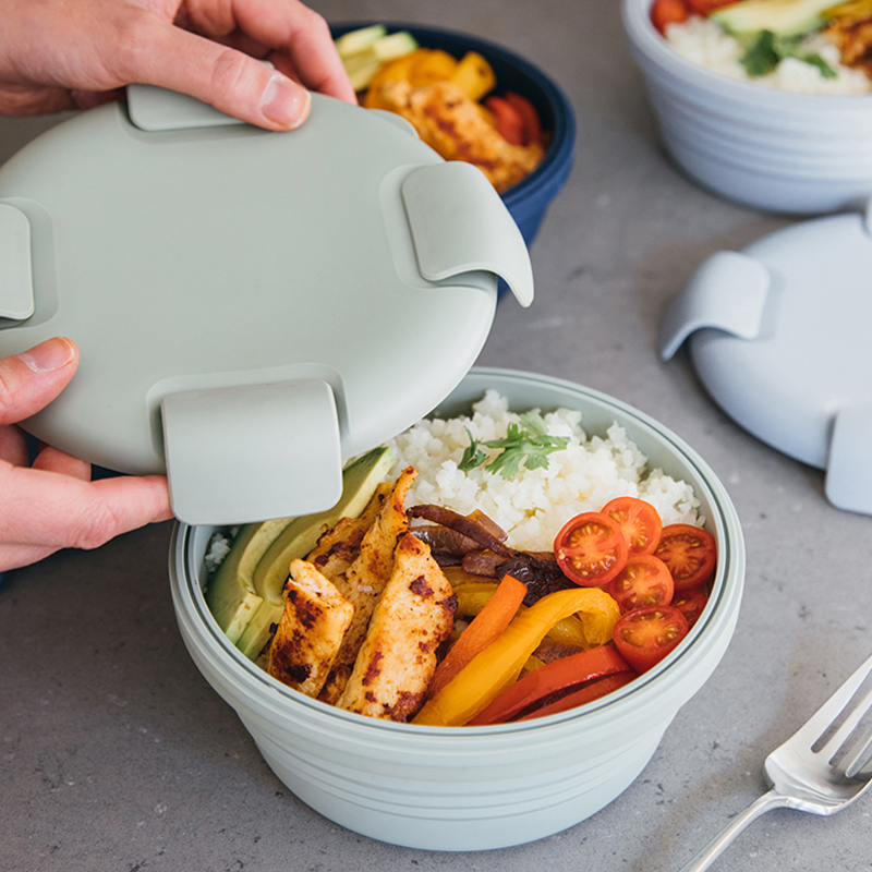 Meal Prep Cold Lunches - Bayzon Collapsible Bowl 36oz Reusable Silicone