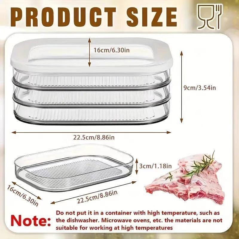 3-Layer Deli Meat Storage Cont - Meal Prep Cold Lunches 评论和价格