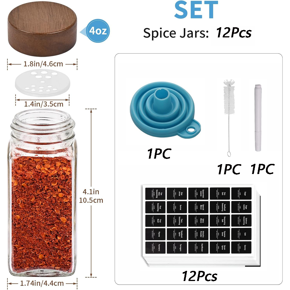 12Pcs Glass Spice Jars with La - Spice Jar Labels 评论和价格