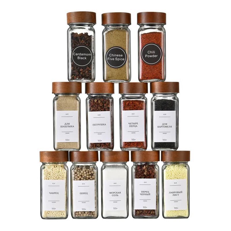 Square Spice Jars Set with Woo - Spice Jar Labels 评论和价格