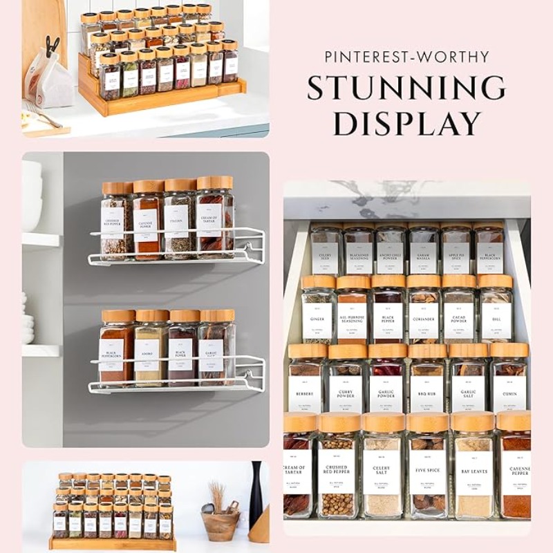 Square Spice Jars Set with Woo - Spice Jar Labels 评论和价格