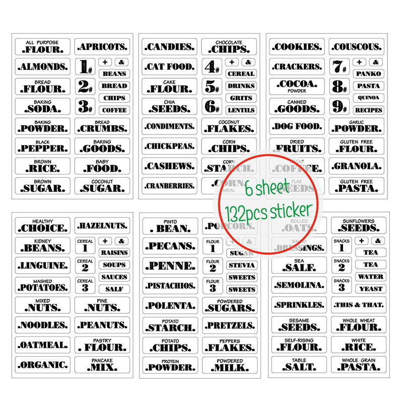 132pcs Kitchen Food Stickers W - Spice Jar Labels 评论和价格